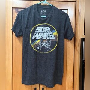 Star Wars Charcoal Gray Tie Fighter Star Fighter X fighter graphic Tee small S